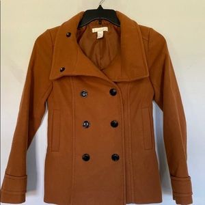 H&M burnt orange high neck peacoat.